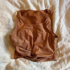 Aerie Offline Ribbed Shine Twist Front Sports Bra